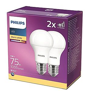Philips LED 11-75W, E27 2700K, 2 db kép