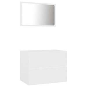 vidaXL 2 részes fehér forgácslap fürdőszobai bútorszett kép