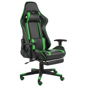vidaXL zöld PVC forgó gamer szék lábtartóval kép