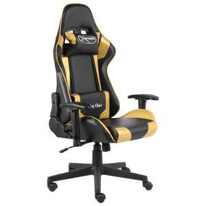 vidaXL aranyszínű PVC forgó gamer szék kép