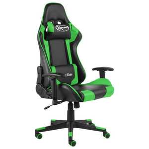 vidaXL zöld PVC forgó gamer szék kép