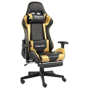 vidaXL aranyszínű PVC forgó gamer szék lábtartóval kép