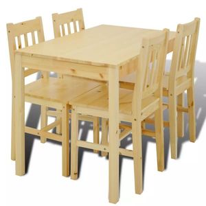 vidaXL Fa Étkező Asztal 4 Székkel / étkező garnitúra Természetes kép