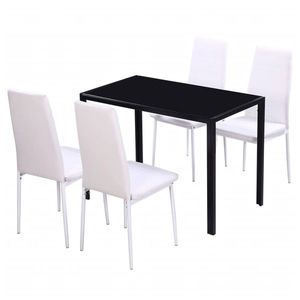 vidaXL 5 darabos étkező asztal szett fekete és fehér kép