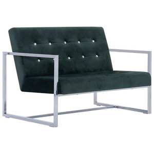 vidaXL kétszemélyes sötétzöld króm és bársony karfás kanapé kép