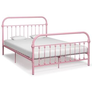 vidaXL rózsaszín fém ágykeret 160 x 200 cm kép