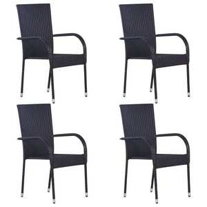 vidaXL 4 db fekete rakásolható polyrattan kültéri szék kép