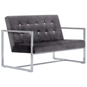 vidaXL kétszemélyes sötétszürke króm és bársony karfás kanapé kép