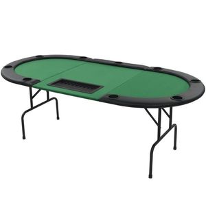 vidaXL 9 személyes, ovális alakú, zöld összecsukható pókerasztal kép