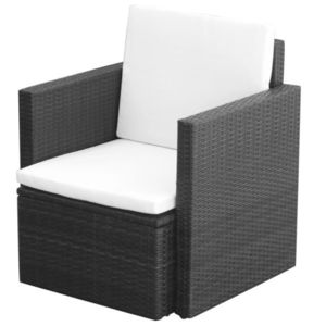 vidaXL fekete polyrattan kerti szék hát- és ülőpárnával kép