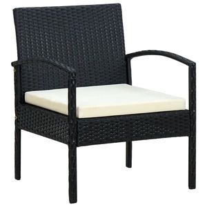 vidaXL fekete polyrattan kerti szék párnával kép