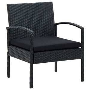 vidaXL fekete polyrattan kerti szék párnával kép