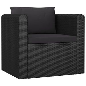 vidaXL fekete polyrattan egyszemélyes kanapé párnákkal kép