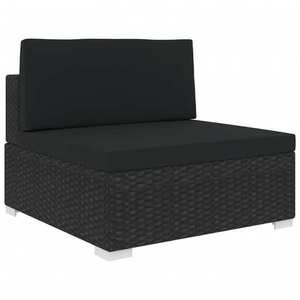 vidaXL 1 db fekete polyrattan moduláris középső kanapé párnákkal kép