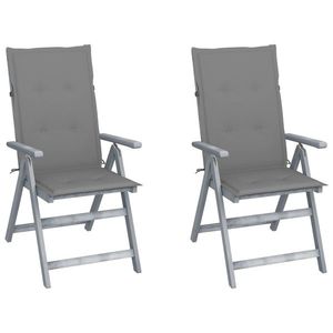 vidaXL 2 db dönthető tömör akácfa kerti szék párnával kép