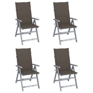 vidaXL 4 db dönthető tömör akácfa kerti szék párnával kép