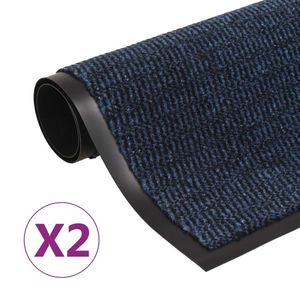 vidaXL 2 db kék négyszögletes bolyhos szennyfogó szőnyeg 90 x 150 cm kép
