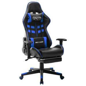 vidaXL fekete és kék műbőr gamer szék lábtámasszal kép