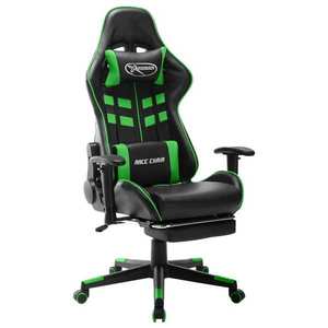vidaXL fekete és zöld műbőr gamer szék lábtámasszal kép