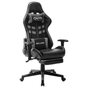 vidaXL fekete és szürke műbőr gamer szék lábtámasszal kép