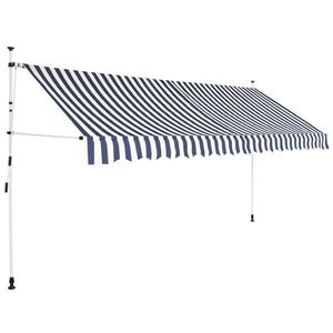 vidaXL kézzel feltekerhető napellenző kék-fehér csíkokkal 400 cm kép