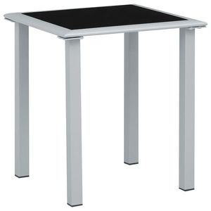 vidaXL fekete és ezüst acél és üveg kerti asztal 41 x 41 x 45 cm kép