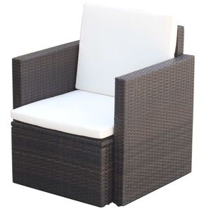 vidaXL barna polyrattan kerti szék hát- és ülőpárnával kép