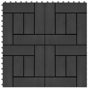 vidaXL 11 db (1 m2) fekete WPC teraszburkoló lap 30 x 30 cm kép