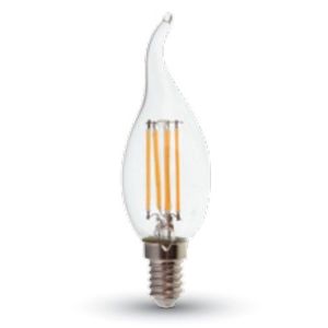 LED gyertya égő Filament 4W E14 KözépFehér/4000 K, 420-450 lumen átlátszó búra, hegyes 1 év garancia kép