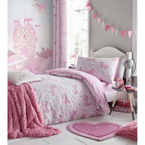 Rózsaszín gyerek ágytakaró unikornis mintával, 120 x 150 - Catherine Lansfield kép