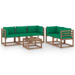 6 részes kerti ülőgarnitúra zöld párnákkal kép