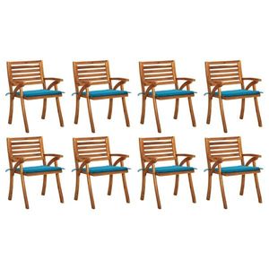 8 db tömör akácfa kerti szék párnákkal kép