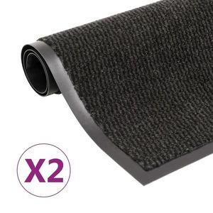 vidaXL 2 db fekete négyszögletes bolyhos szennyfogó szőnyeg 90x150 cm kép