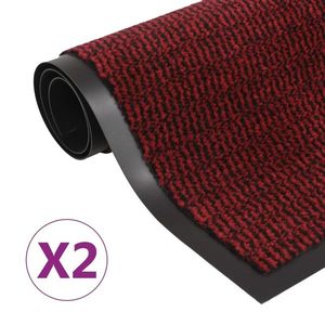 vidaXL 2 db piros négyszögletes bolyhos szennyfogó szőnyeg 60 x 90 cm kép