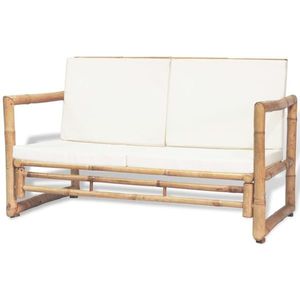 vidaXL kétszemélyes bambusz kerti kanapé párnákkal kép