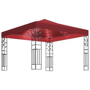 vidaXL bordó pavilon LED fényfüzérrel 3 x 3 m kép