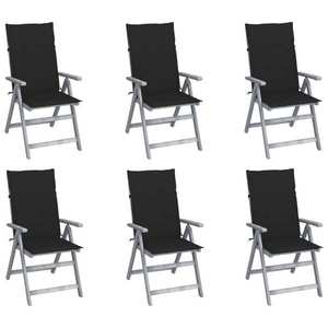 vidaXL 6 db dönthető tömör akácfa kerti szék párnával kép