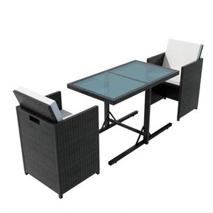 vidaXL Polyrattan Kerti Bútor Készlet Fekete 1 Asztal 4 Szék kép