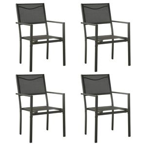 vidaXL 4 db fekete és antracitszürke textilén és acél kerti szék kép