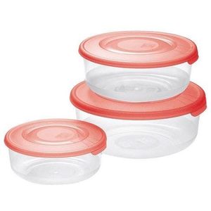Tontarelli Élelmiszertartó doboz 3db kerek átlátszó piros kép