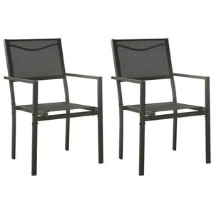 vidaXL 2 db fekete és antracitszürke textilén és acél kerti szék kép