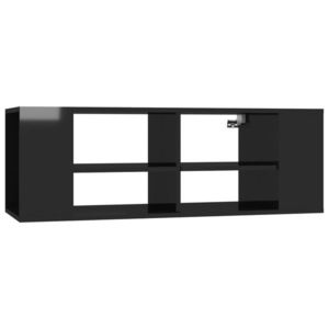 vidaXL magasfényű fekete falra szerelhető TV-szekrény 102 x 35 x 35 cm kép