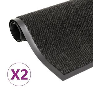 vidaXL 2 db fekete négyszögletes bolyhos szennyfogó szőnyeg 40 x 60 cm kép