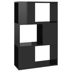 vidaXL magasfényű fekete térelválasztó könyvszekrény 60 x 24 x 94 cm kép