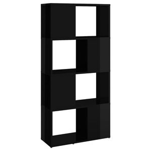 vidaXL magasfényű fekete térelválasztó könyvszekrény 60x24x124, 5 cm kép