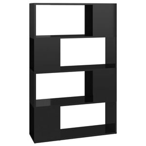 vidaXL magasfényű fekete térelválasztó könyvszekrény 80x24x124, 5 cm kép