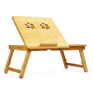 Blumfeldt Laptop tartó asztalka, szellőzőnyílásokkal, állítható magasság, 58 x 23 x 29 cm, bambusz kép