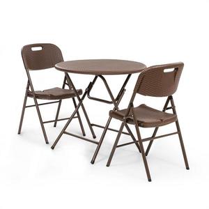 Blumfeldt Burgos, asztal + 2 szék, acél csövek, HDPE rattan imitáció, összecsukható kép