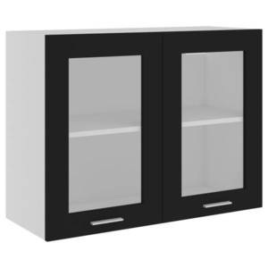 vidaXL fekete forgácslap függő üvegszekrény 80 x 31 x 60 cm kép