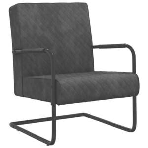 vidaXL sötétszürke bársony szánkótalpas szék kép